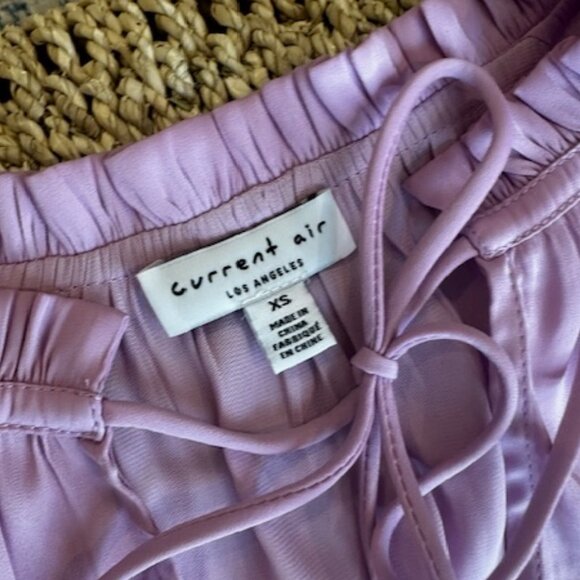 Current Air Ruffle Cap Sleeve Tie-Neck Blouse in Lavender, XS - Picture 4 of 6